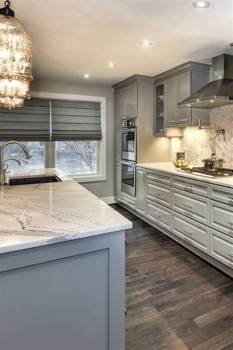 kitchen with gray countertops